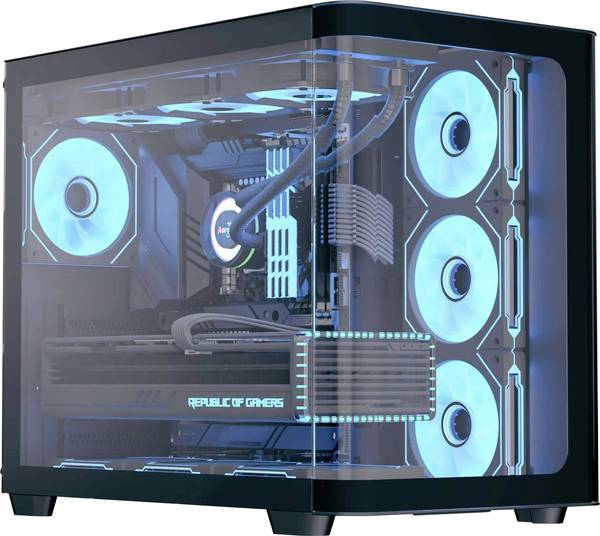 AeroCool P500C-G-BK-V1 midi tower PC skříň  černá, bílá