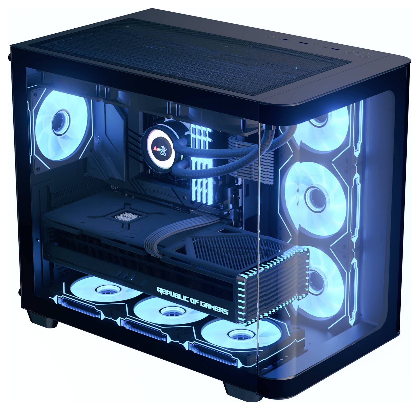 AeroCool P500C-G-BK-V1 midi tower PC skříň černá, bílá-2