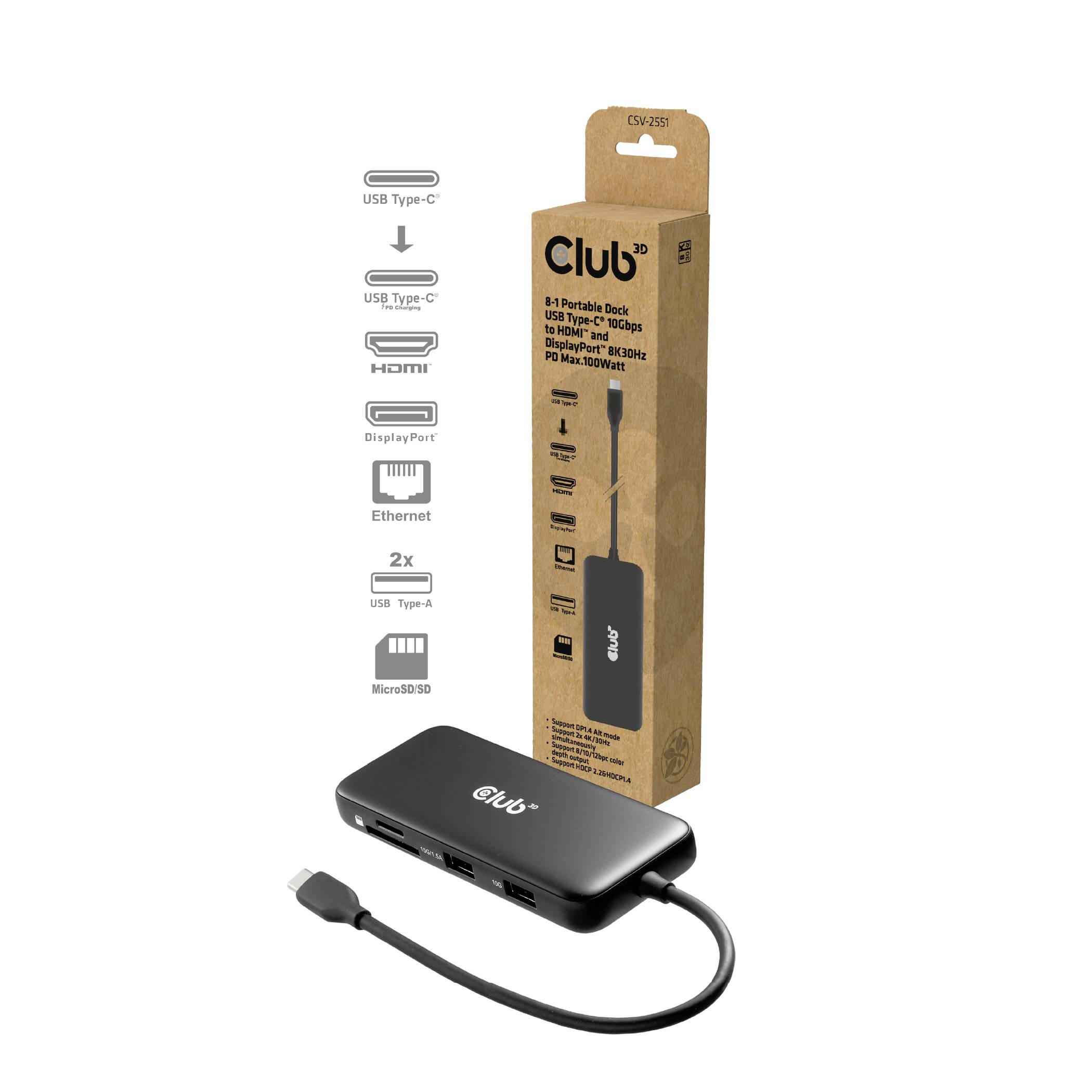 club3D USB-C® dokovací stanice CSV-2551-1