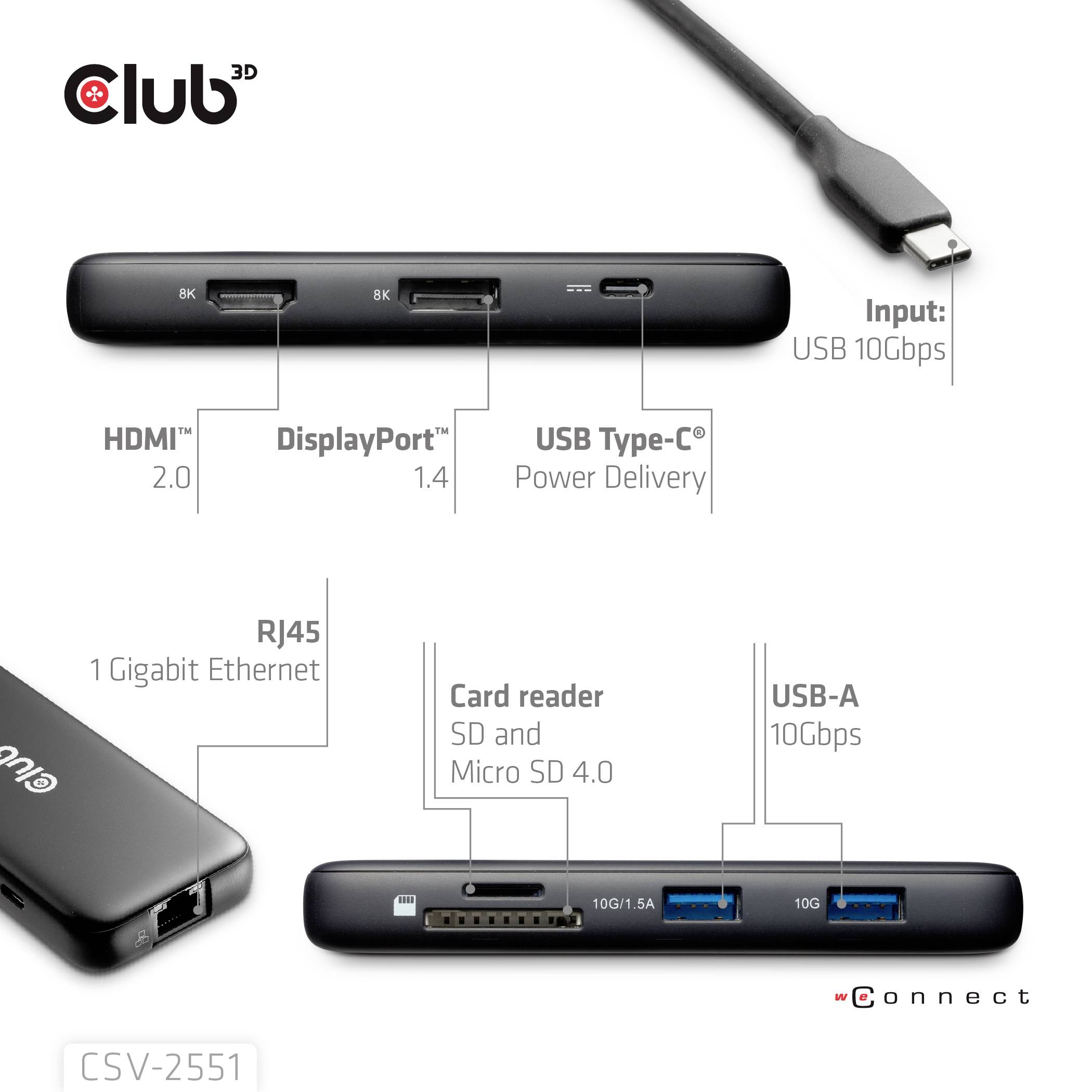 club3D USB-C® dokovací stanice CSV-2551-2