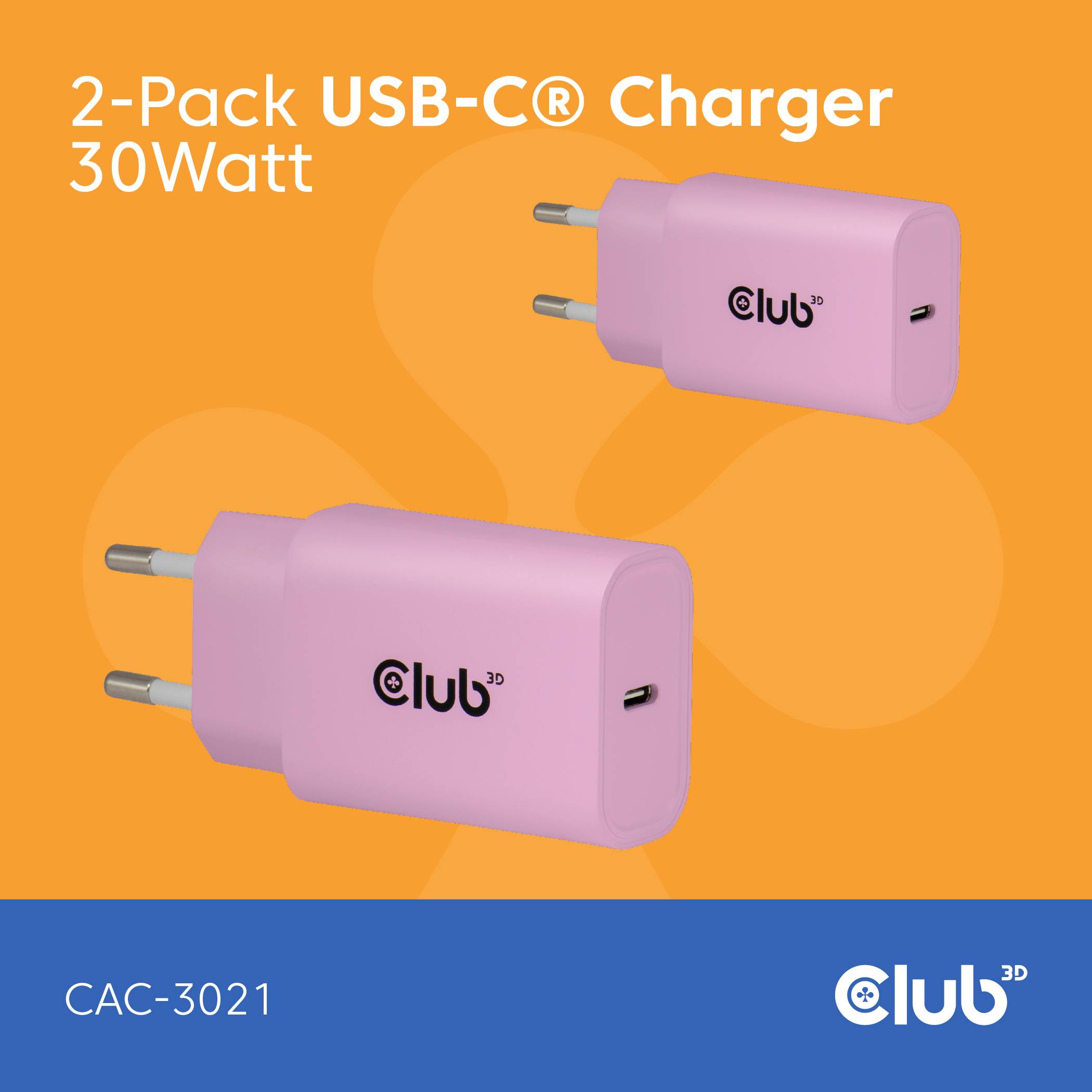 club3D CAC-3021 USB nabíječka, USB-C® zástrčka, 30 W, Power Delivery 3.0, růžová-3