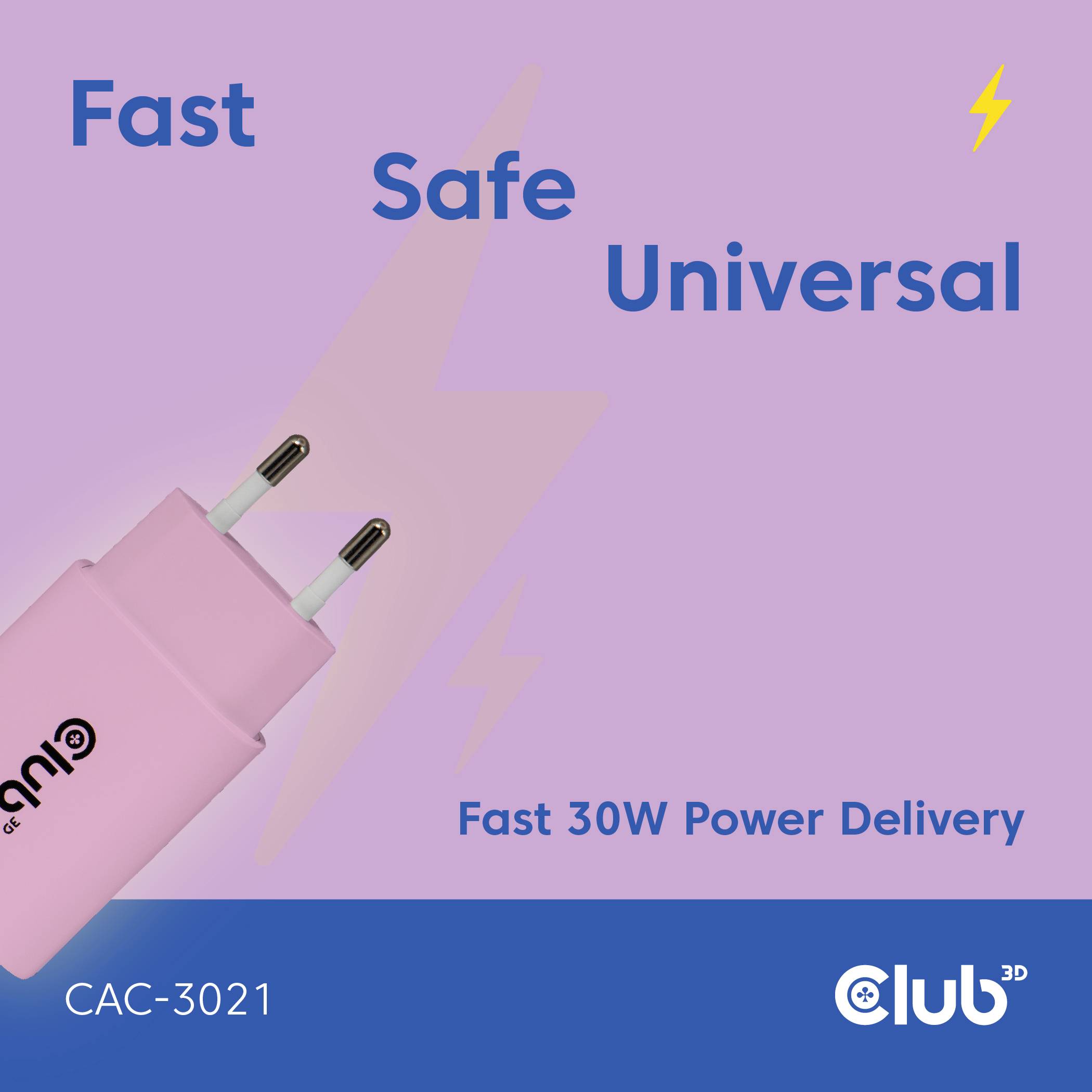 club3D CAC-3021 USB nabíječka, USB-C® zástrčka, 30 W, Power Delivery 3.0, růžová-5