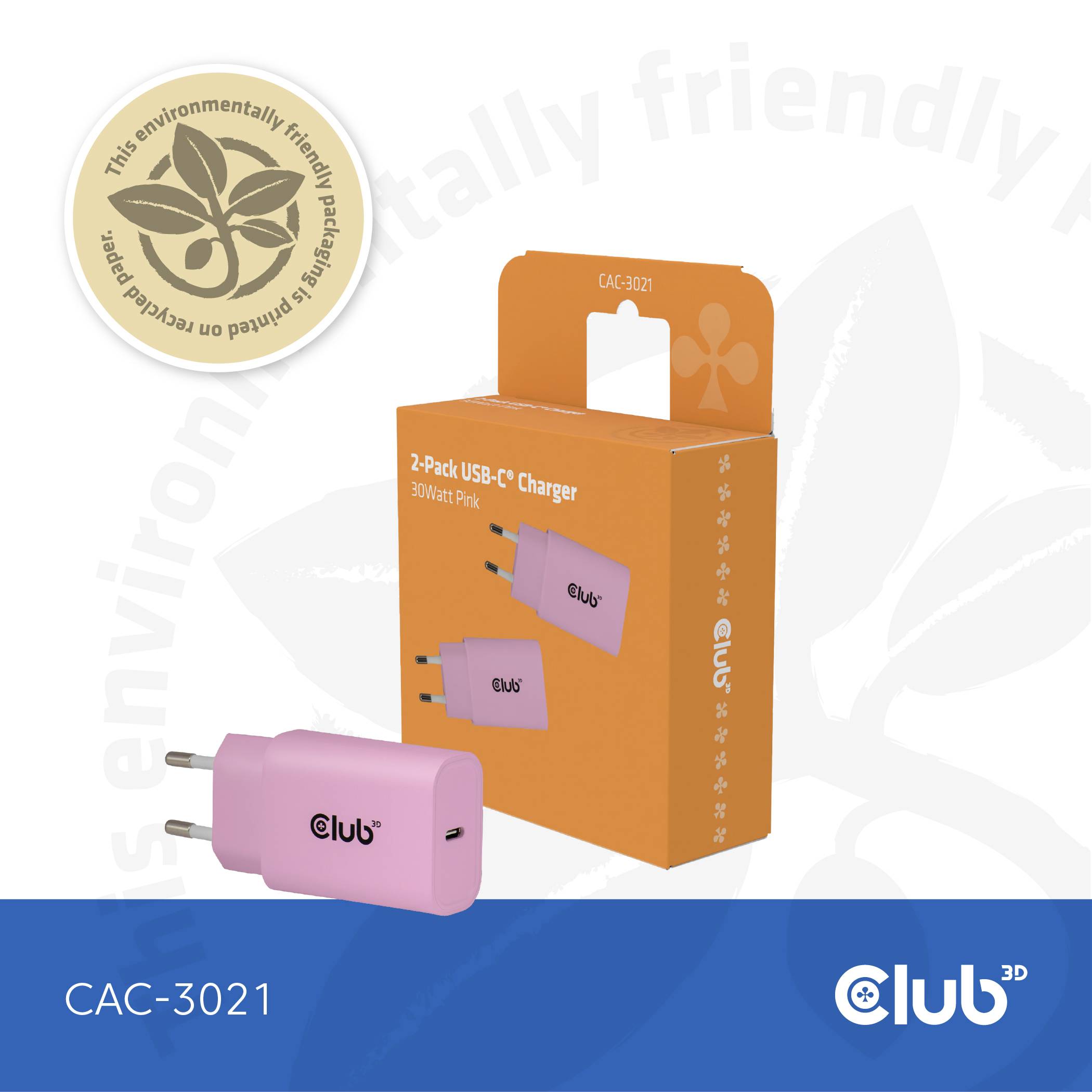 club3D CAC-3021 USB nabíječka, USB-C® zástrčka, 30 W, Power Delivery 3.0, růžová-9