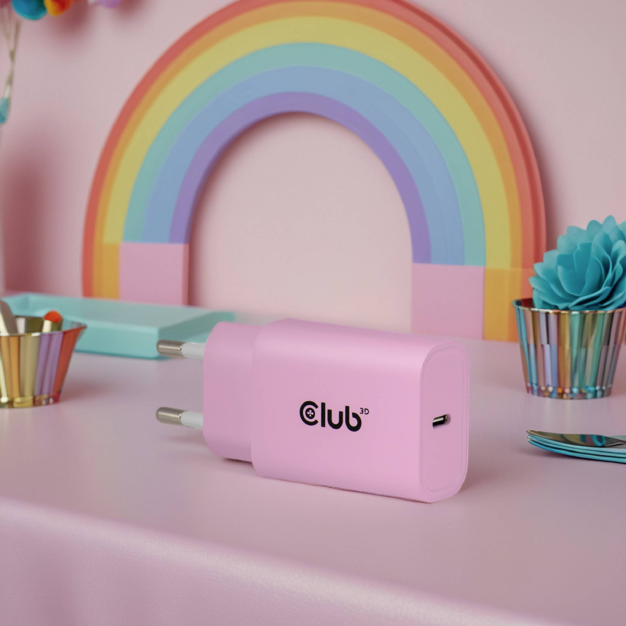 club3D CAC-3021 USB nabíječka, USB-C® zástrčka, 30 W, Power Delivery 3.0, růžová-2