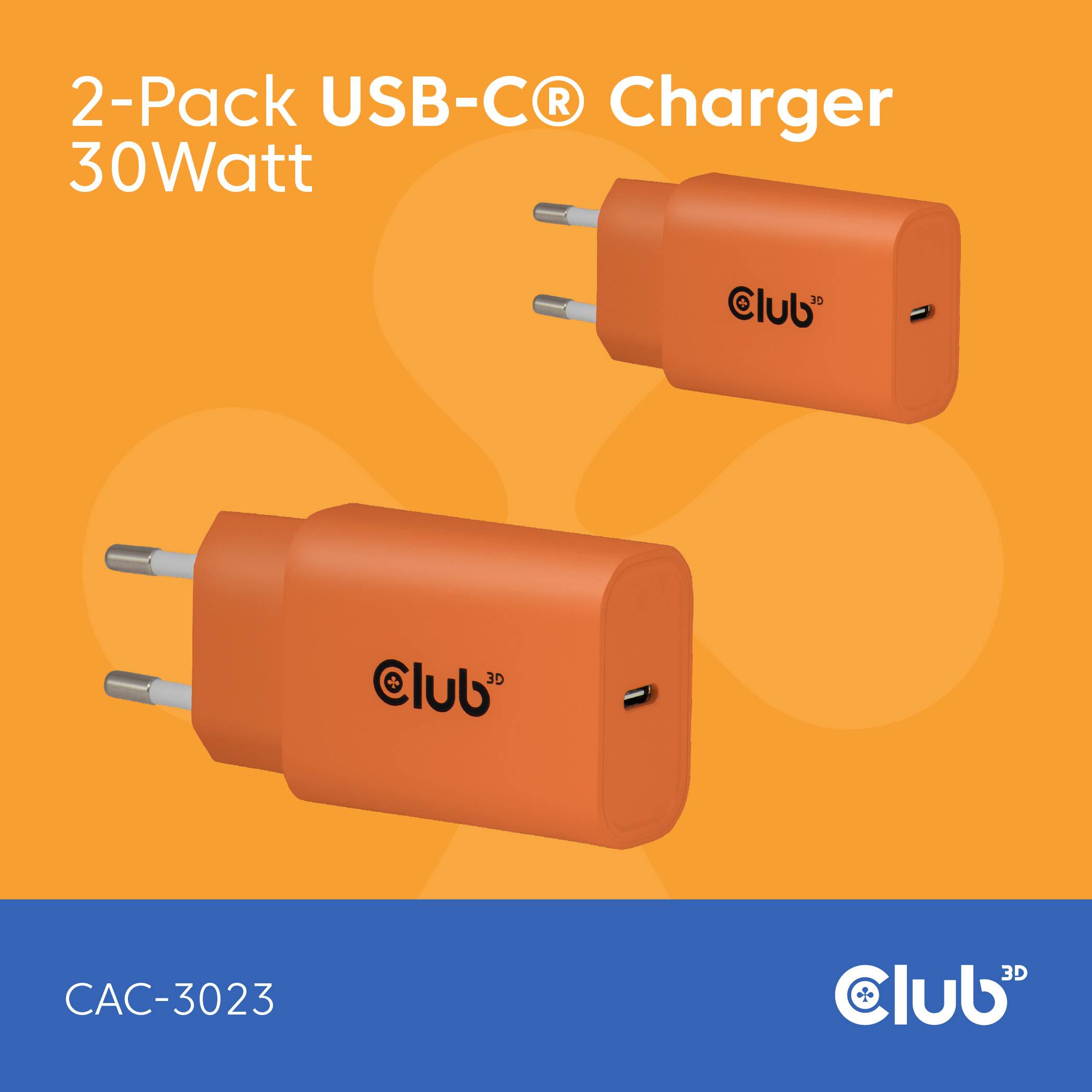 club3D CAC-3023 USB nabíječka, USB-C® zástrčka, 30 W, Power Delivery 3.0, oranžová-3