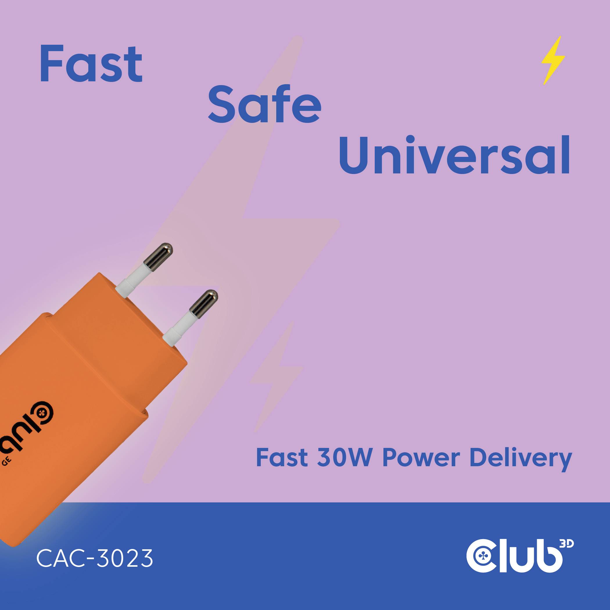 club3D CAC-3023 USB nabíječka, USB-C® zástrčka, 30 W, Power Delivery 3.0, oranžová-5