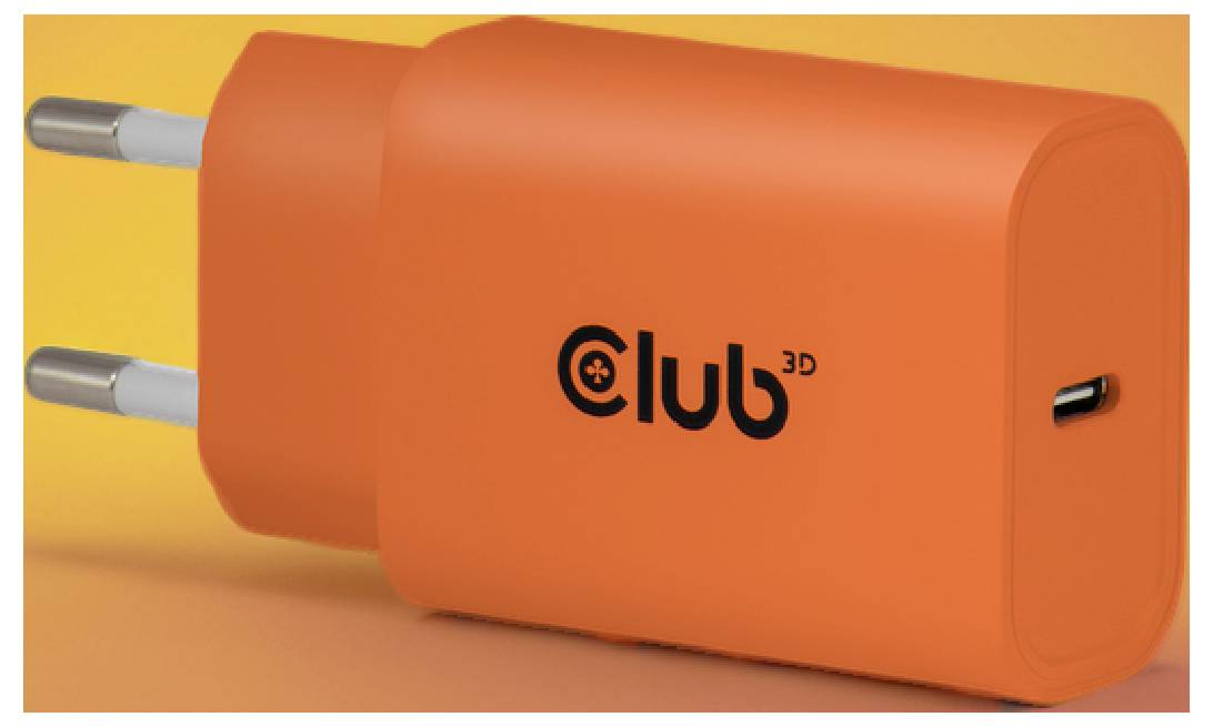 club3D CAC-3023 USB nabíječka, USB-C® zástrčka, 30 W, Power Delivery 3.0, oranžová-1