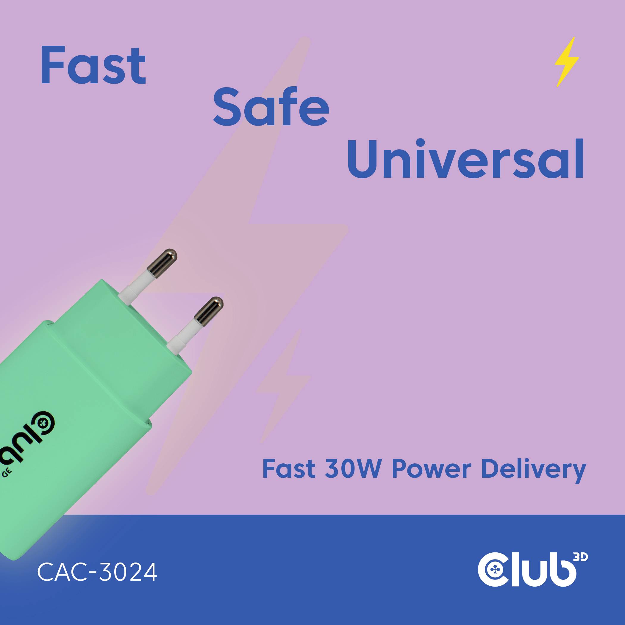 club3D CAC-3024 USB nabíječka, USB-C® zástrčka, 30 W, Power Delivery 3.0, zelená-4