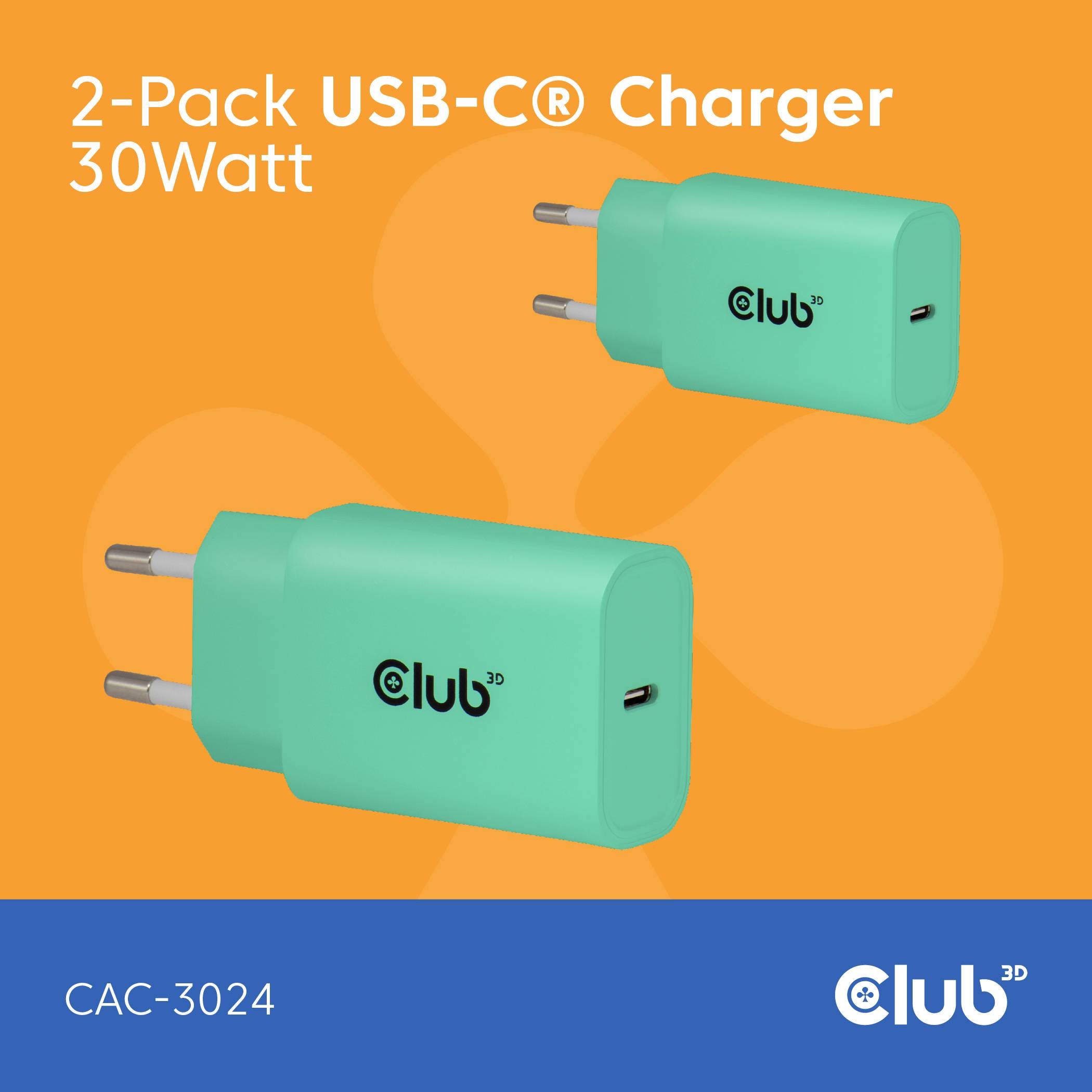 club3D CAC-3024 USB nabíječka, USB-C® zástrčka, 30 W, Power Delivery 3.0, zelená-5