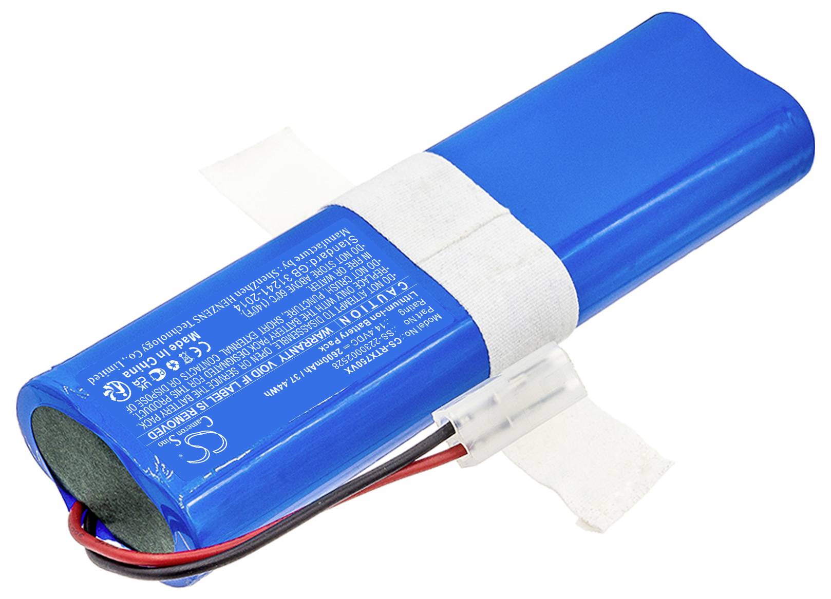 Modrý dobíjecí lithium-polymerový akumulátor s připojovacím konektorem a popiskem na povrchu. Určený především pro elektronická zařízení.
