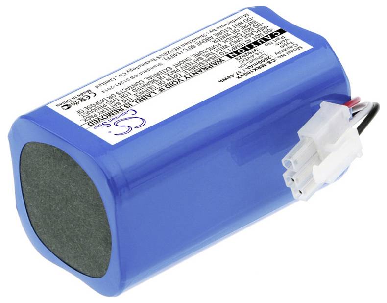 Modrá válcová Li-Ion baterie s kabelem a konektorem, pro elektronická zařízení; typ a specifikace vytištěné nahoře.