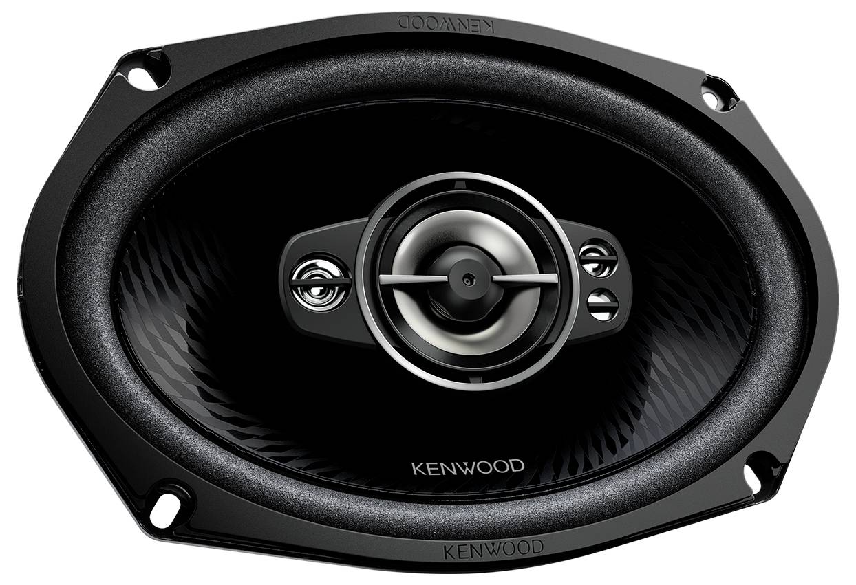 Oválné reproduktory Kenwood v černém provedení se středovým reproduktorem pro vysoce kvalitní zvuk.