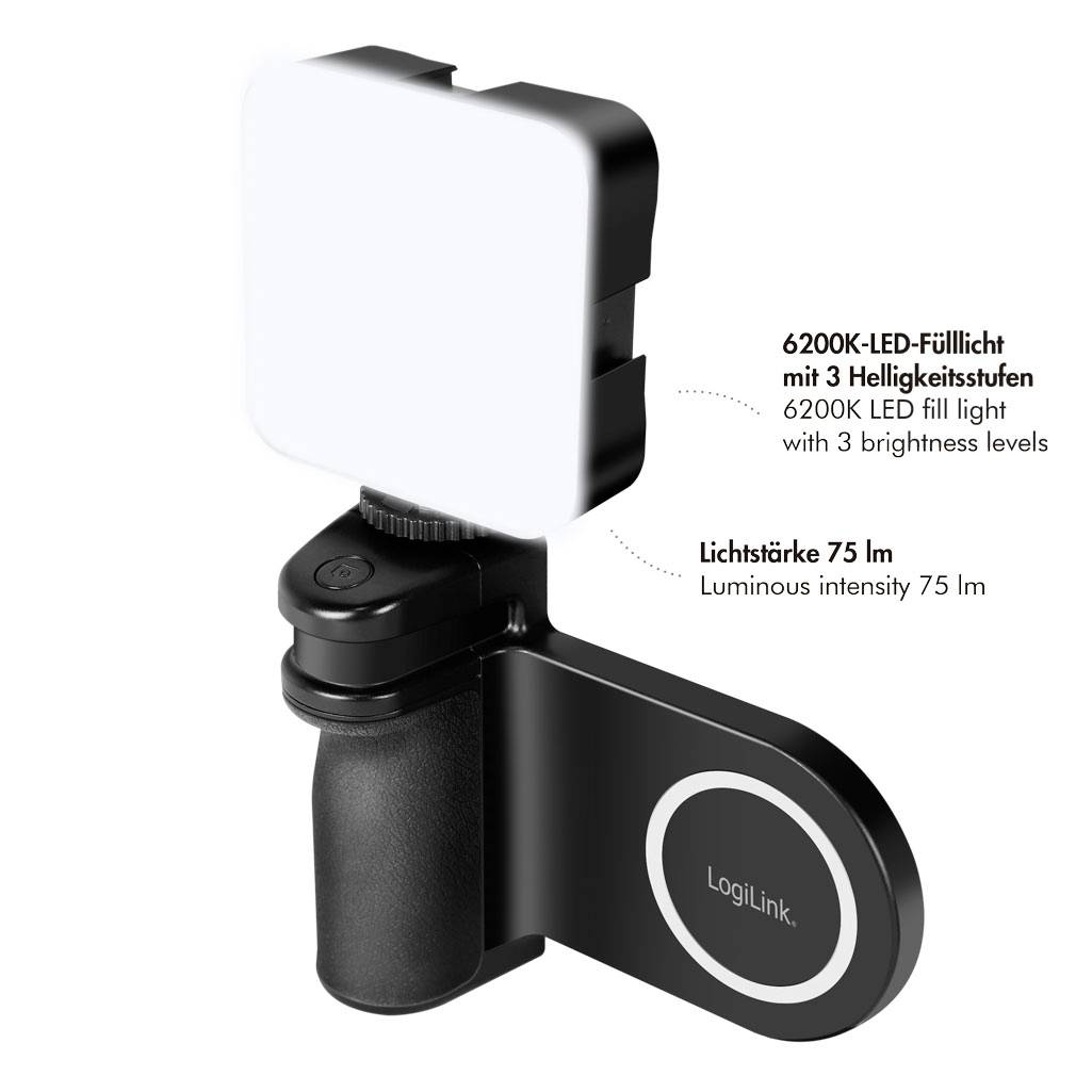 Příslušenství - rukojeť s integrovaným LED přisvětlovacím světlem, 6200K, tři úrovně jasu, světelný tok 75 lm, vhodné pro ruční snímání.