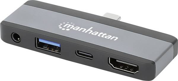 Manhattan USB-C® dokovací stanice  USB-C 4-in-1 Dockingstation USB C-Stecker auf HDMI USB-A USB-C PD 3,5 mm Klinke   napájení USB-C®