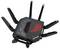 Černý router s osmi anténami a červeným logem. Moderní technologie pro lepší pokrytí WiFi a výkon.