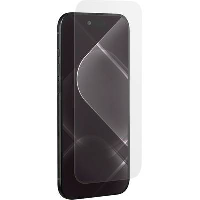 Elegantní smartphone s reflexní obrazovkou zobrazující jemné abstraktní světelné vzory. Telefon je částečně překryt průhlednou ochrannou fólií.