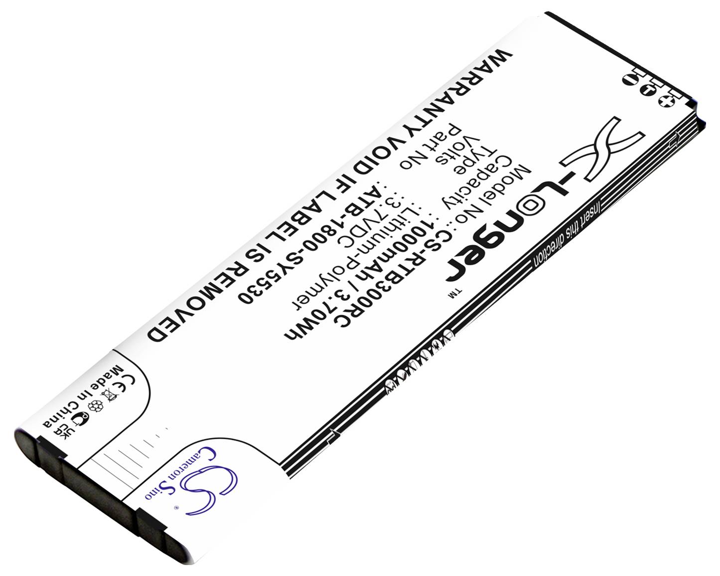 Baterie pro mobilní zařízení s údaji: 3,7 V, 1800 mAh, 6,66 Wh. Upozornění: Záruka zaniká při odstranění štítku.