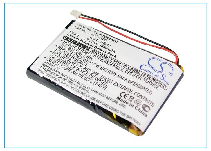Obdélníková lithium-polymerová baterie s výstražnými pokyny a specifikacemi, včetně '3,7V 1800mAh', 'Lithium-Polymer'.