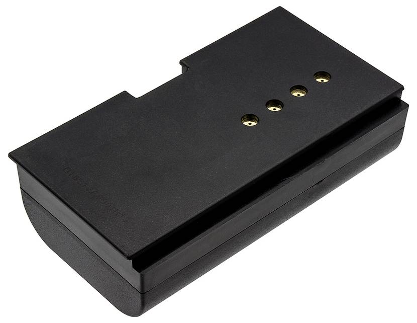 Černý obdélníkový akumulátorový pack se čtyřmi zlatými kontakty nahoře. Design pro elektronická zařízení.