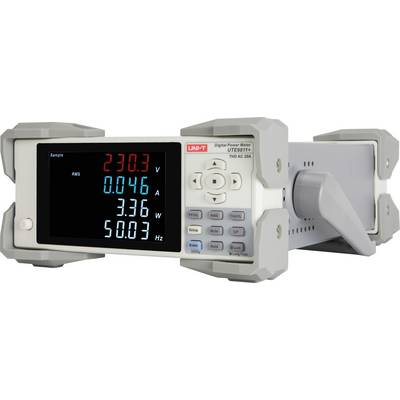 Digitální měřič výkonu s displejem zobrazuje: Napětí 230,3 V, Proud 0,046 A, Výkon 3,36 W, Frekvence 50,03 Hz.