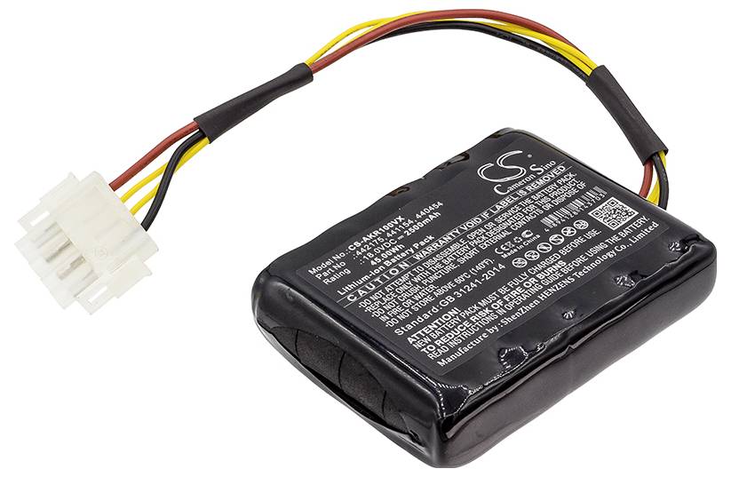 Černá baterie se specifickým údajem o napětí a kabelovými přípojkami, připravená k použití v elektronických zařízeních.