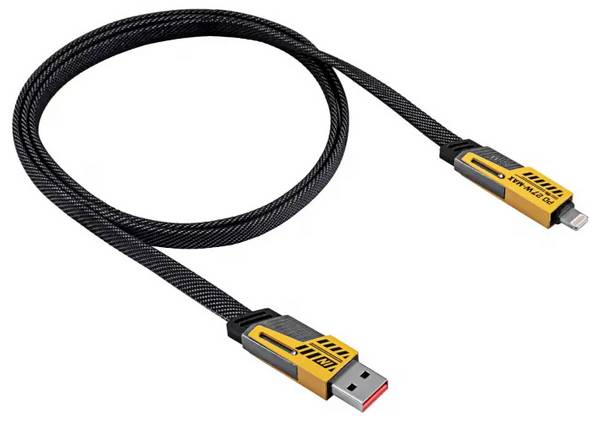 Akyga USB kabel USB 2.0 USB-A zástrčka, USB-C ® zástrčka, Apple Lightning konektor 1 m šedá Textilní plášť, mechanická odolnost, ploché provedení AK-USB-57