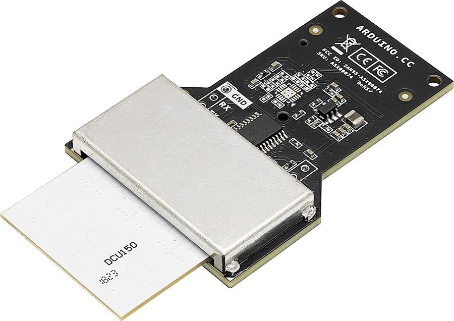 Černá elektronická deska RFID čtečky s viditelnými obvody a nápisem 'ARDUINO-CC' v pravém horním rohu.