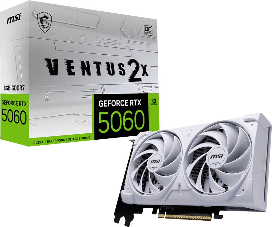 MSI grafická karta Nvidia GeForce RTX 5060 8G Ventus 2X OC White 8 GB GDDR7 RAM PCIe x16 HDMI™, DisplayPort přetaktovaná-0