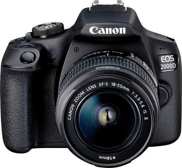 Canon EOS 2000D Kit 18-55 mm DC III digitální zrcadlovka EF-S 18-55 mm IS III 24.1 Megapixel černá optický hledáček, s vestavěným bleskem, Wi-Fi, Full HD videozáznam, Live View