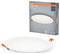 Ploché, kulaté vestavné LED downlight s chladně bílým světlem, průměr 225 mm. Balení zobrazuje detaily produktu od OSRAM.