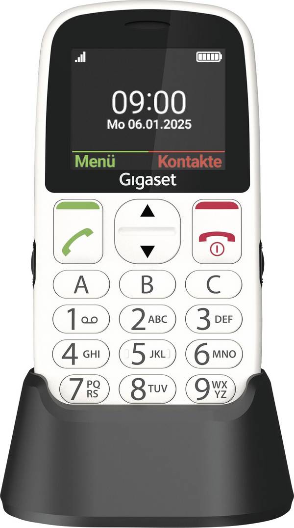 Gigaset GL395 mobilní telefon tlačítko SOS, chráněný proti stříkající vodě, s ochranou před prachem bílá