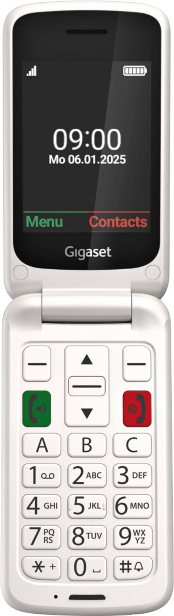 Gigaset GL595 mobilní telefon tlačítko SOS, chráněný proti stříkající vodě, s ochranou před prachem bílá