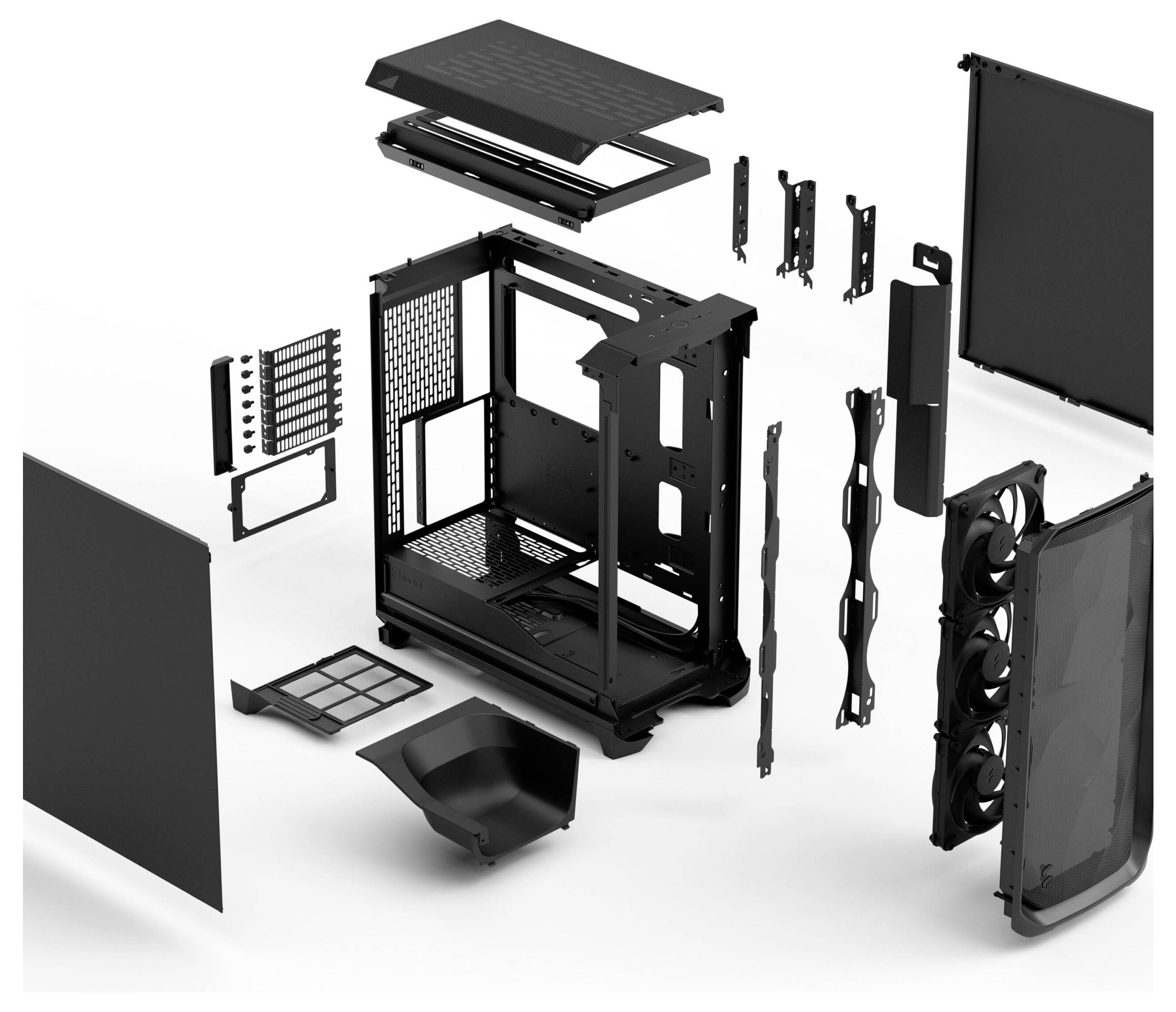 Fractal Design FD-C-MES3A-01 tower PC skříň černá 3 předinstalované ventilátory, prachový filtr, integrované osvětlení-13