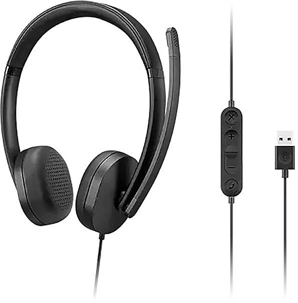 Lenovo 4XD1P83425 Headset otevřená (On Ear) Bluetooth®, Bez kabelu, kabelová stereo černá regulace hlasitosti-1