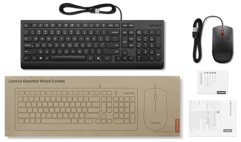 Lenovo 4X31R64414 kabelový sada klávesnice a myše tlačítka multimédií německá, QWERTZ černá-3