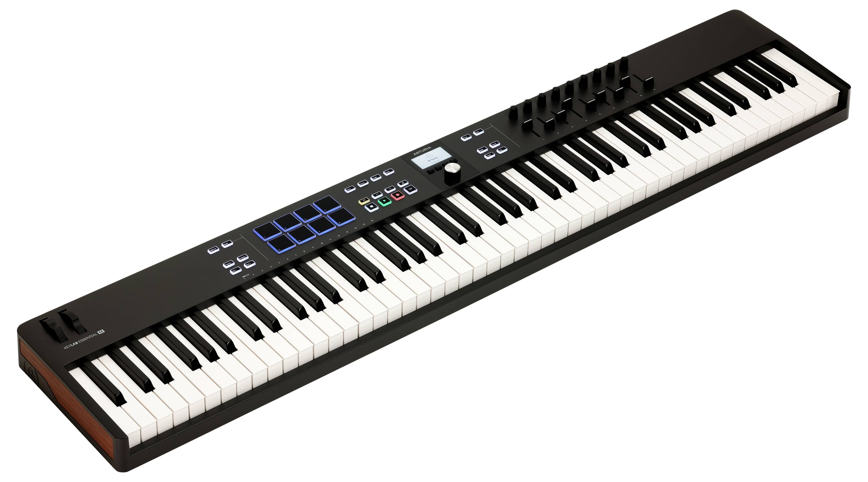 MIDI klávesnice s 88 klávesami, několika ovladači a modrými pady. Vhodná pro hudební produkci a živá vystoupení.