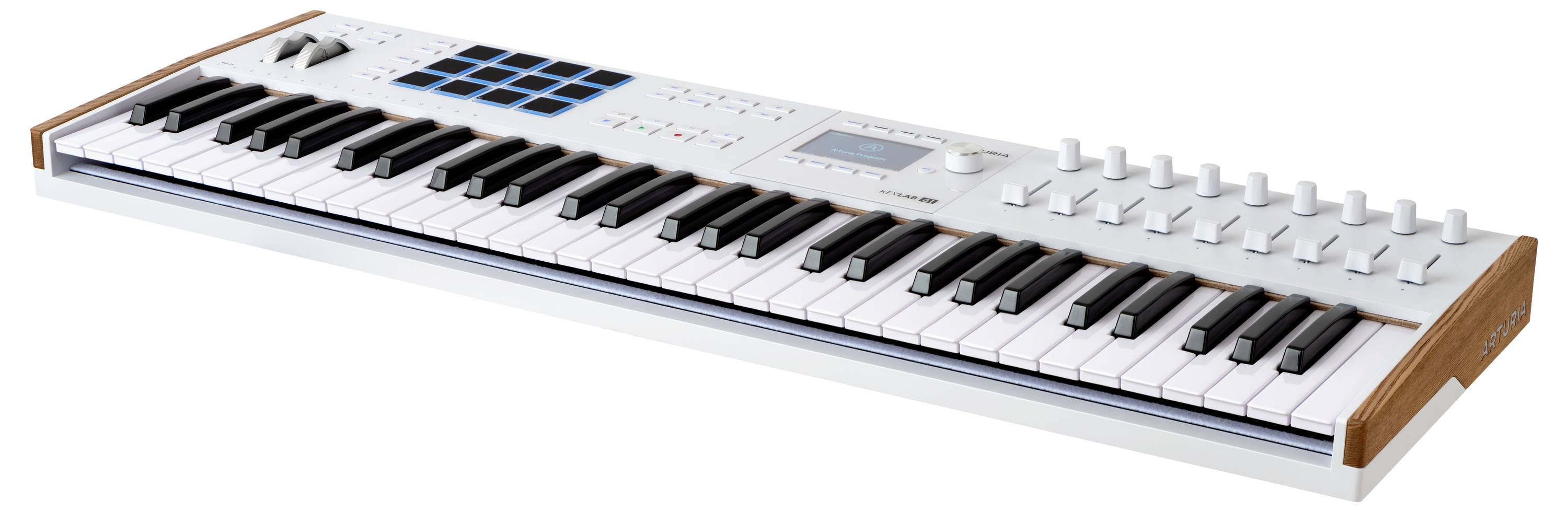 MIDI kontroler klávesnice s 49 klávesami, několika regulátory a pady pro hudební produkci a vystoupení.