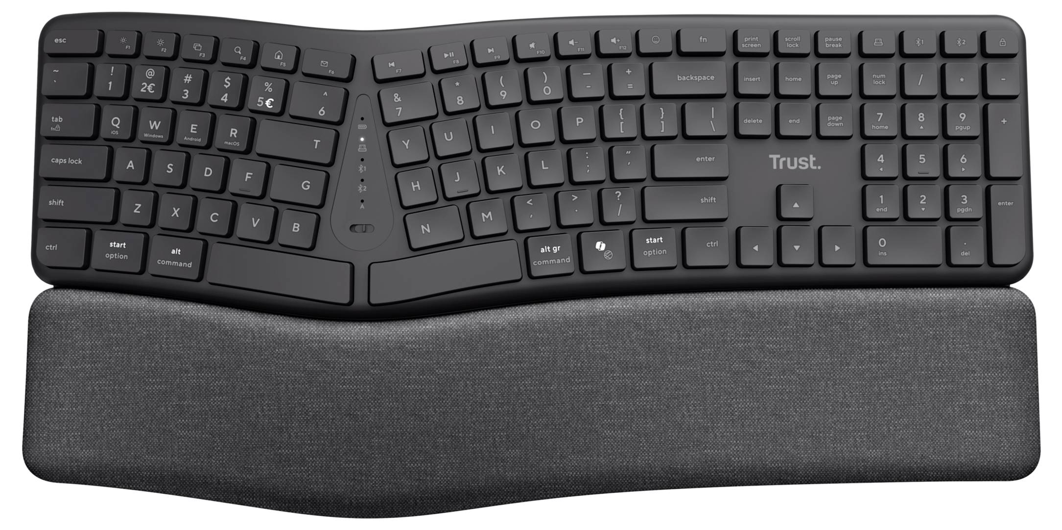 Trust Keyra ERGO Wireless Multi Keyboard DE Bluetooth®, bezdrátový klávesnice ergonomická německá, QWERTZ černá-0