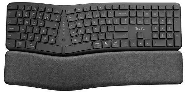 Trust Keyra ERGO Wireless Multi Keyboard DE Bluetooth®, bezdrátový klávesnice ergonomická německá, QWERTZ černá