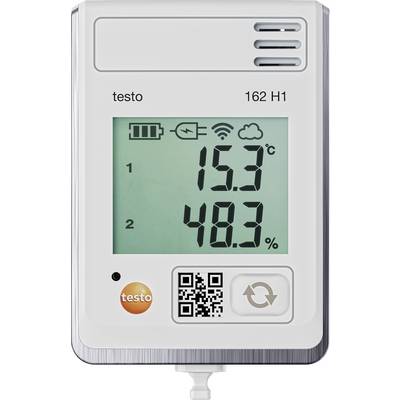Digitální hygrometr-monitor s obrazovkou zobrazuje teplotu 15,3°C a vlhkost vzduchu 48,3 %. Symboly pro baterii, nabíjení a Wi-Fi nahoře.
