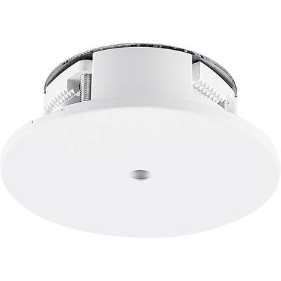 Kulatý, bílý stropní vestavný reproduktor s jednoduchým, plochým designem. Vhodný pro nenápadnou audio instalaci do stropu.