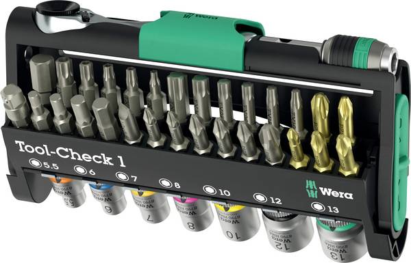 Wera Tool-Check 1 05049050001 sada bitů, 32dílná, plochý, křížový PH, křížový PZ, inbus, TORX, TORX BO, 1/4" (6,3 mm)