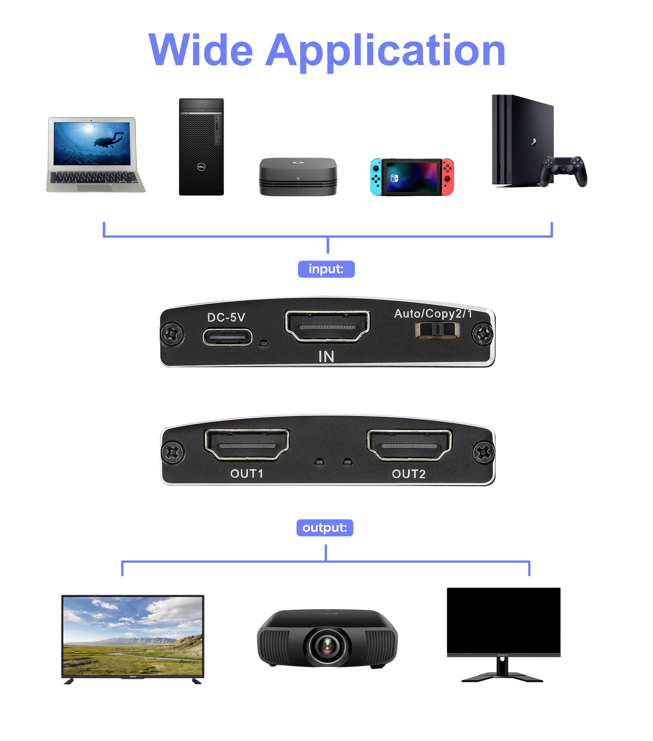 SpeaKa Professional SP-HDMIS-200 HDMI rozbočovač s hliníkovým krytem, UHD 3840 x 2160 Pixel černá-6