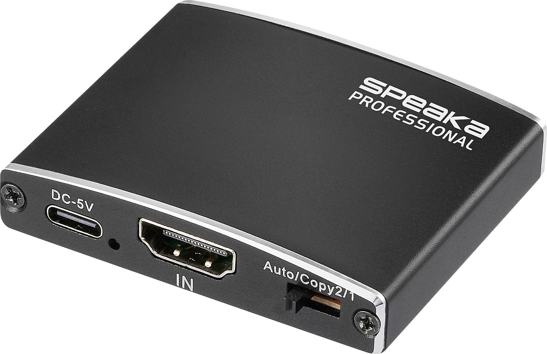 SpeaKa Professional SP-HDMIS-200 HDMI rozbočovač s hliníkovým krytem, UHD 3840 x 2160 Pixel černá-0