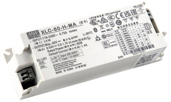 MEAN WELL  LED měnič 60 W  1700 mA 48 V stmívatelné Provozní napětí (max.): 300 V