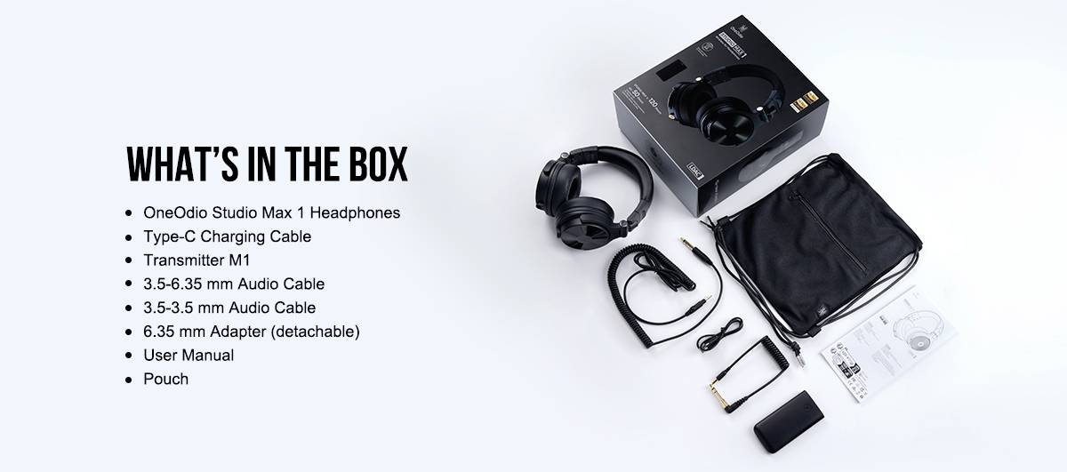 OneOdio Studio Max 1 sluchátka uzavřená (Over Ear) Bluetooth®, kabelová, Bez kabelu černá High-Resolution Audio otočná s-22