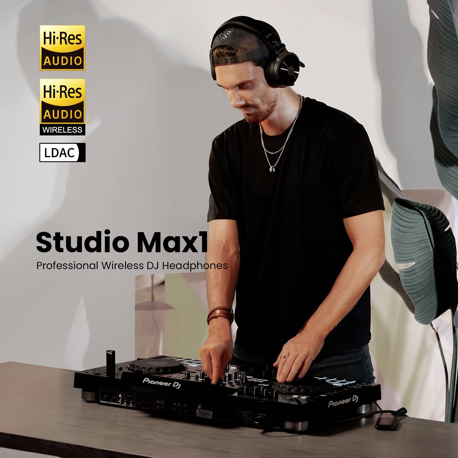 OneOdio Studio Max 1 sluchátka uzavřená (Over Ear) Bluetooth®, kabelová, Bez kabelu černá High-Resolution Audio otočná s-5