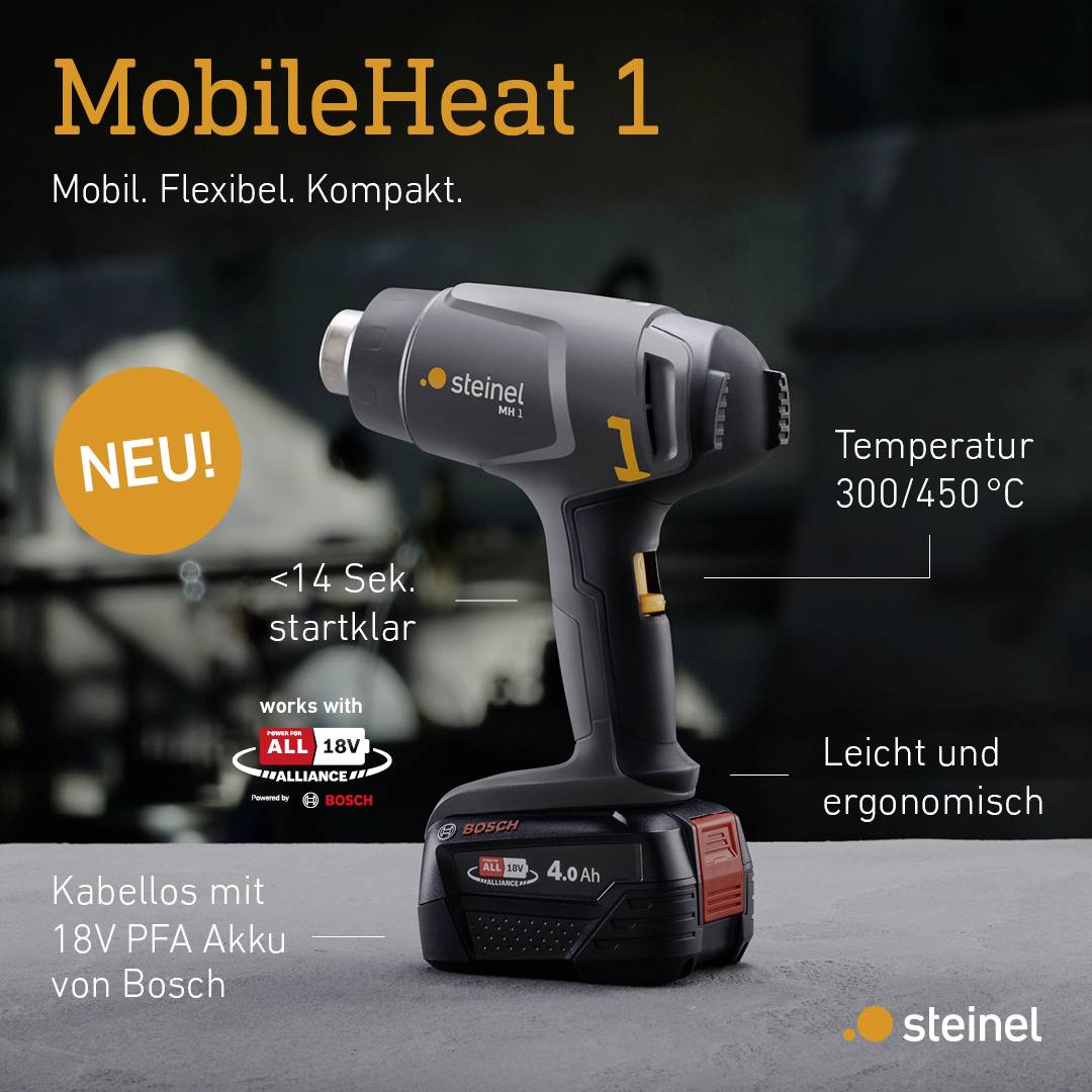Steinel MH 1 SET 4AH LG Akumulátorové horkovzdušné dmychadlo akumulátor, vč. nabíječky, 500 W, 088071-9