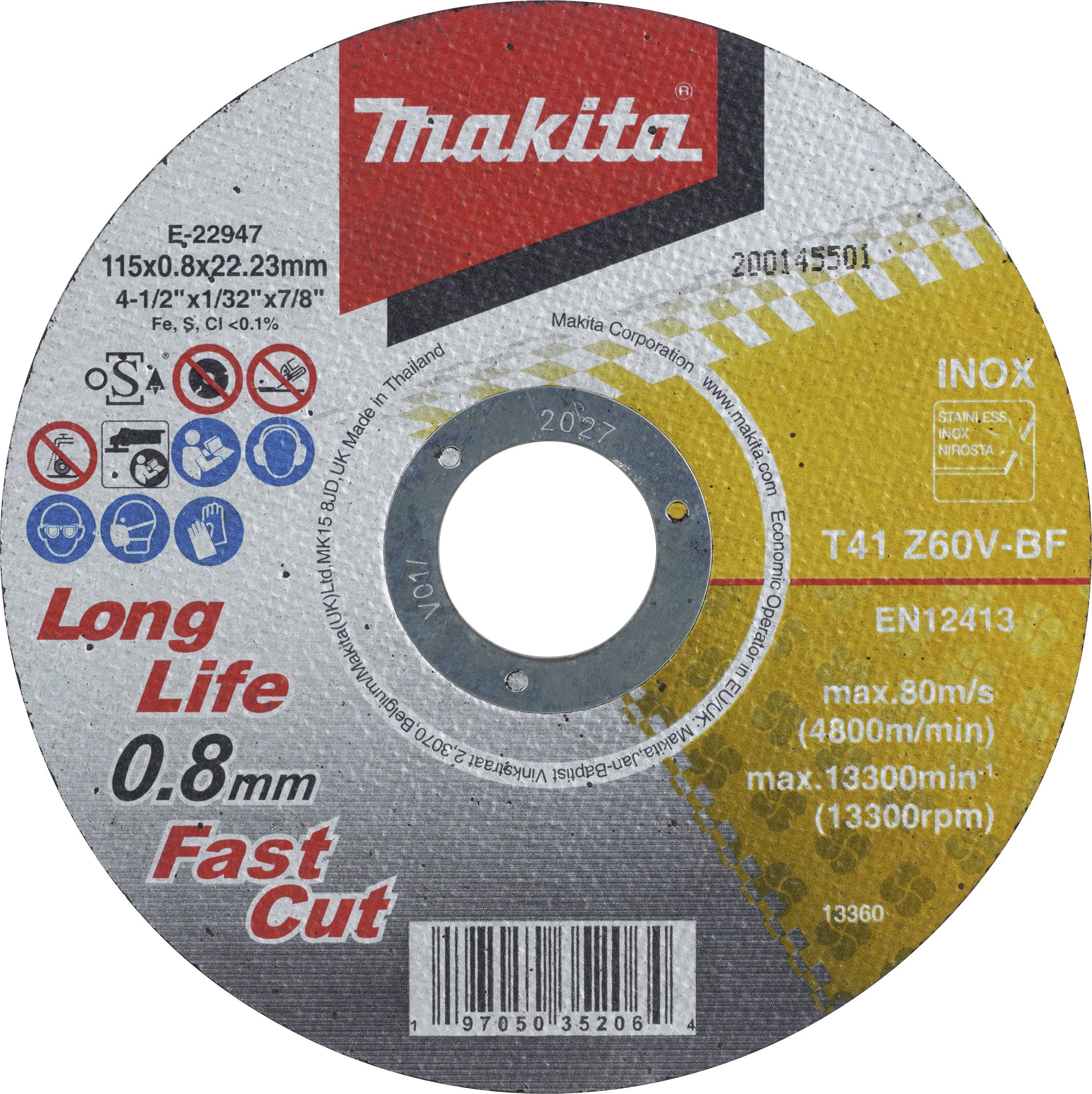Makita E-22947-12 sada řezných kotoučů 115 mm 12 ks Nerezová ocel-0
