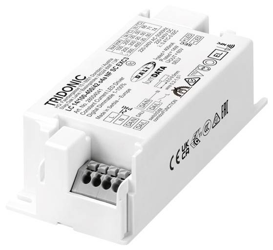 Tridonic LC 14W 100–400mA o4a NFC SC EXC LED driver konstantní proud 14 W 0.4 A 7.5 - 42 V stmívatelný, nastavitelný, Da-0